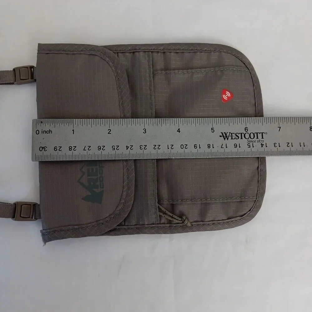 REI Co-Op Slim Neck Wallet Soft Detachable 12"-24" Strap Grey 5 Pockets Discreet - Picture 13 of 15